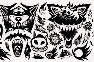 Wolf with teeth tattoo idea