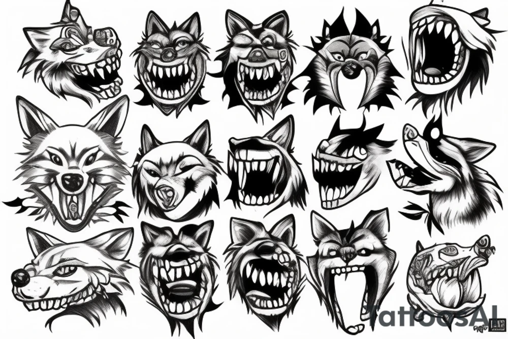 Wolf with teeth tattoo idea