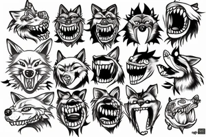 Wolf with teeth tattoo idea