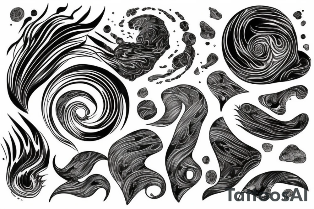 Melting earth into movement swirls tattoo idea