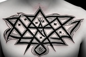 A tattered pentagram with the words "Fuck Life" across the center. tattoo idea