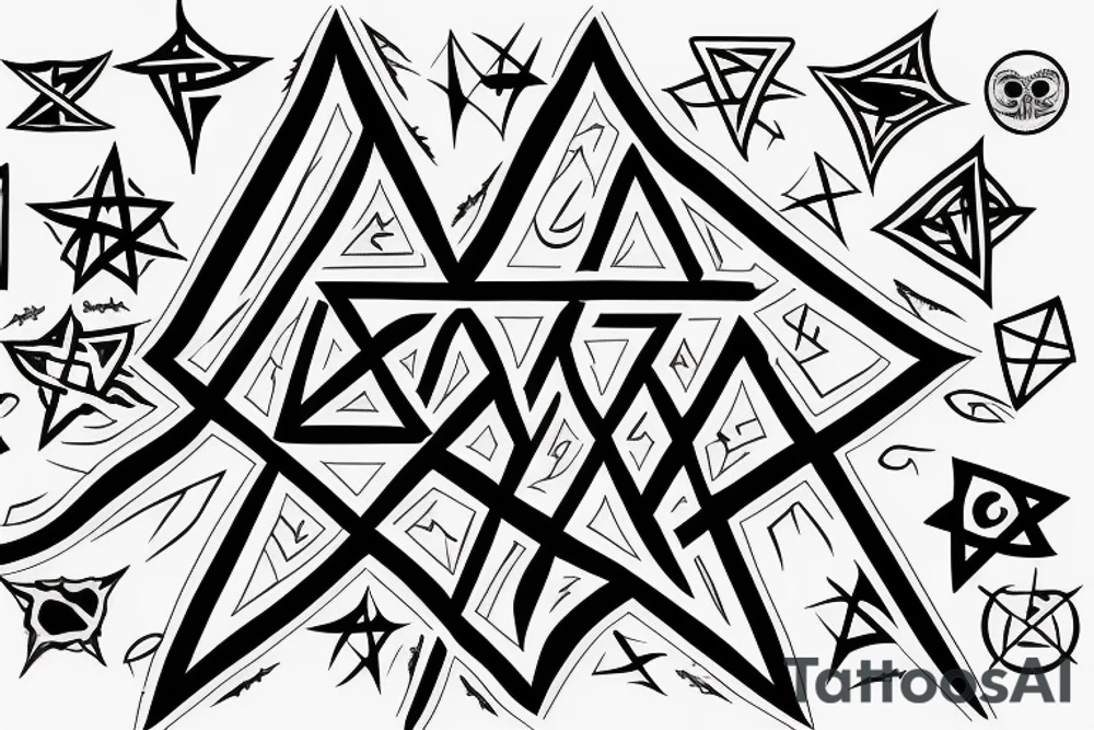 A tattered pentagram with the words "Fuck Life" across the center. tattoo idea