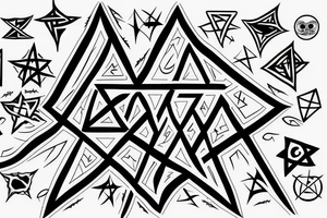 A tattered pentagram with the words "Fuck Life" across the center. tattoo idea