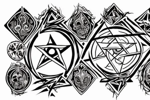A tattered pentagram with the words "Fuck Life" across the center. tattoo idea