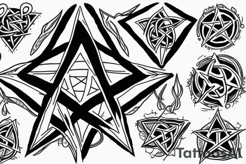 A tattered pentagram with the words "Fuck Life" across the center. tattoo idea