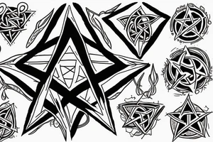 A tattered pentagram with the words "Fuck Life" across the center. tattoo idea