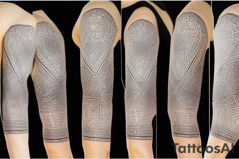 Geometric sleeve with flashes of colour tattoo idea