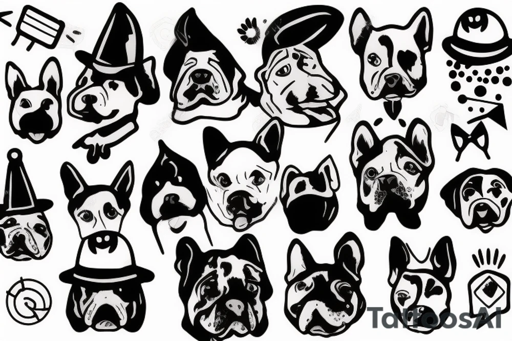 Black dog wearing a fun hat tattoo idea