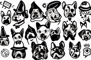 Black dog wearing a fun hat tattoo idea