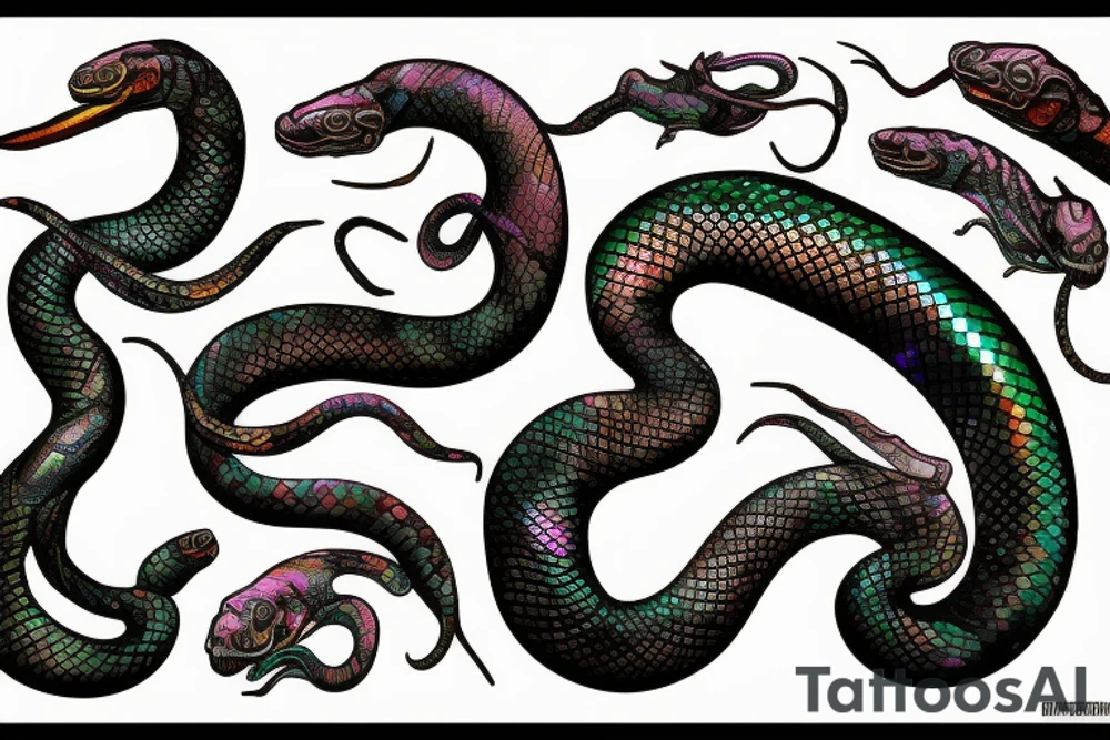 Iridescent snake scales tattoo idea