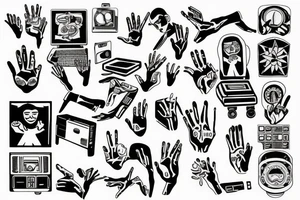 a computer with hands and legs tattoo idea