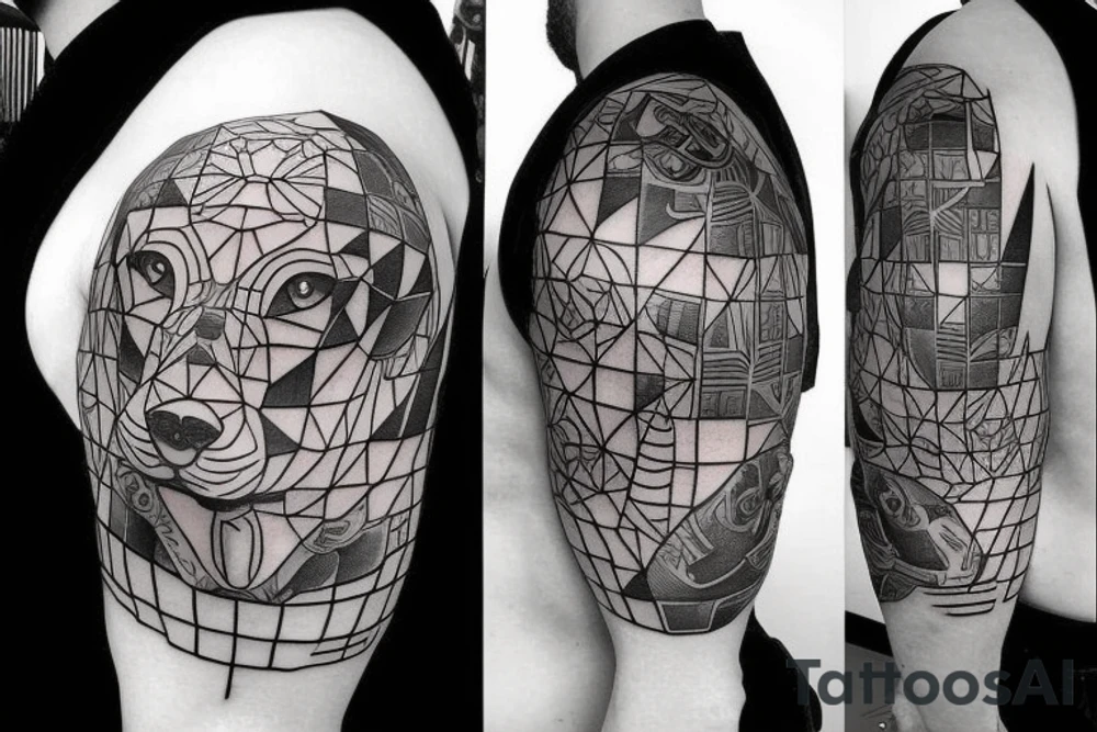 Pitbull + geometric size tattoo idea