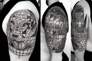 Pitbull + geometric size tattoo idea