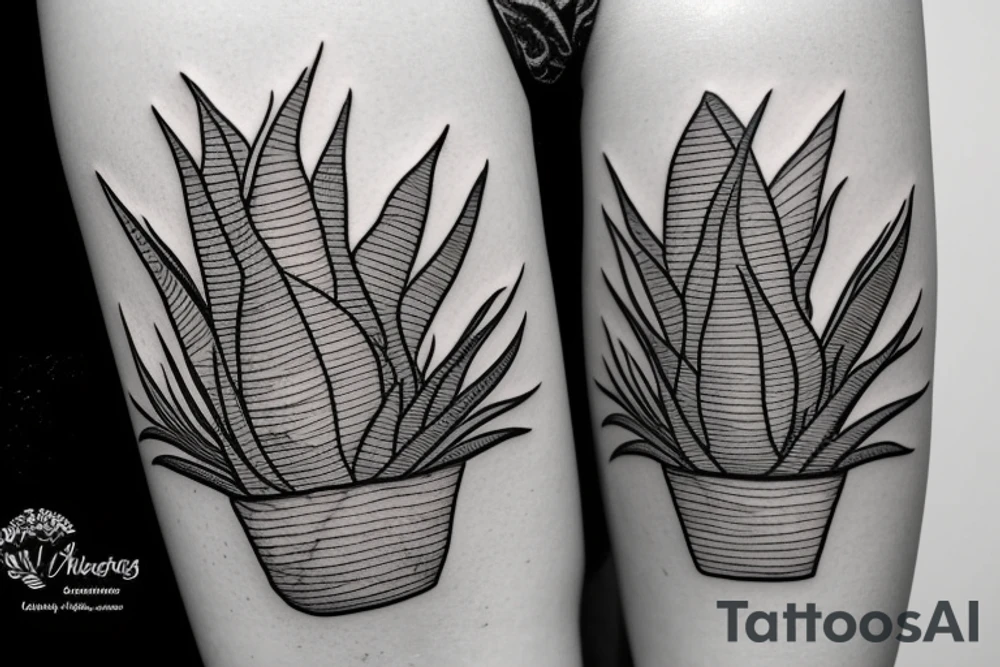 An aloe vera plant in a pot tattoo idea