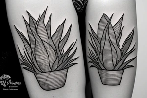 An aloe vera plant in a pot tattoo idea