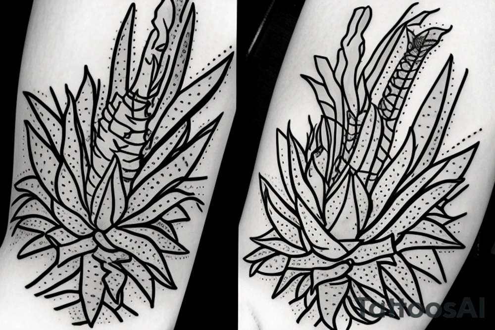 An aloe vera plant in a pot tattoo idea