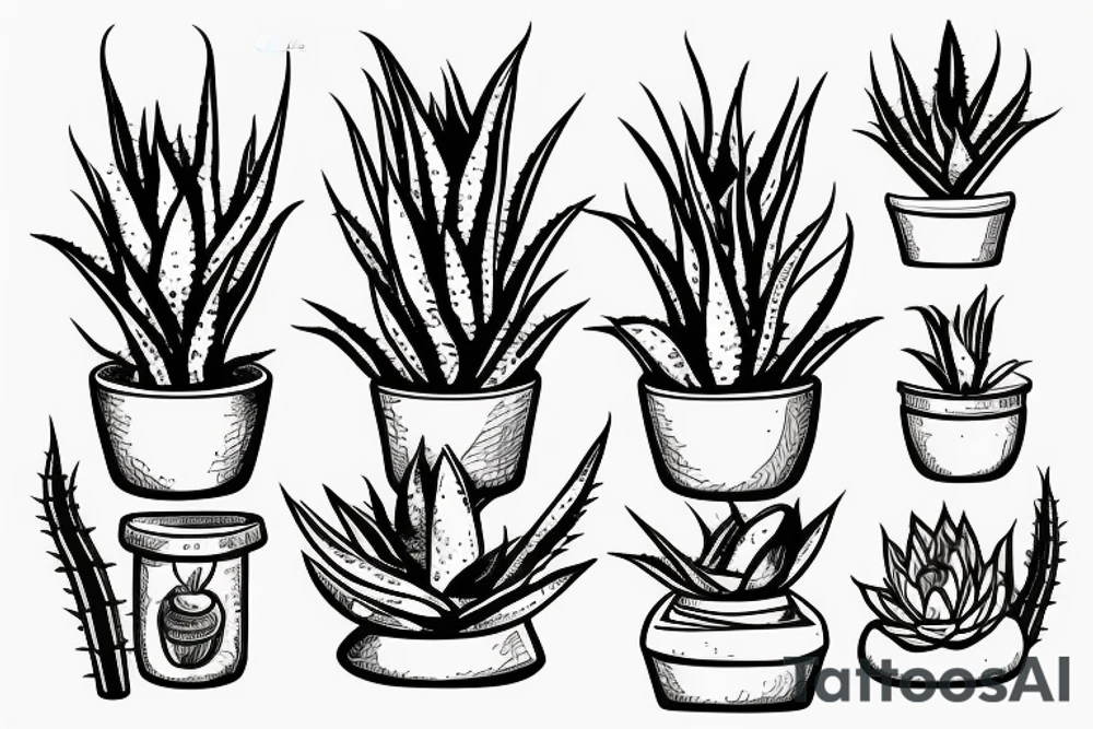 An aloe vera plant in a pot tattoo idea