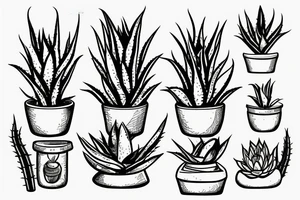 An aloe vera plant in a pot tattoo idea
