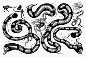 red mechanical snake tattoo idea