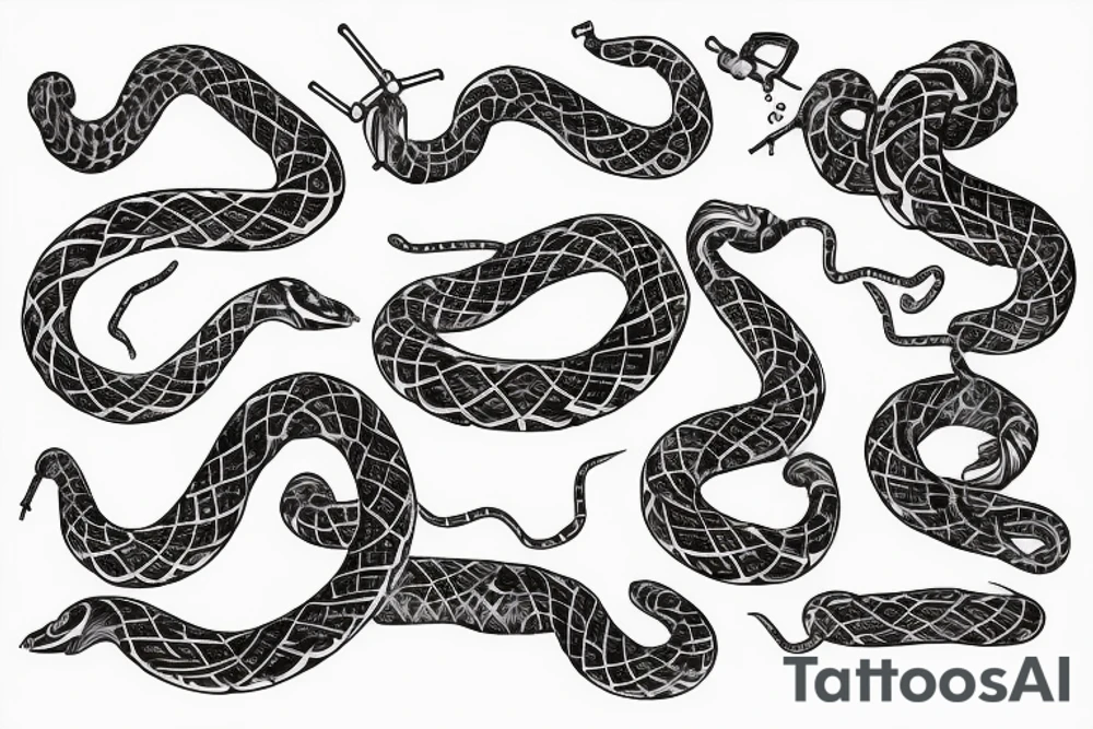 red mechanical snake tattoo idea