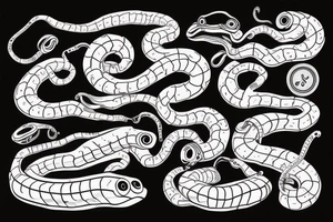 red mechanical snake tattoo idea