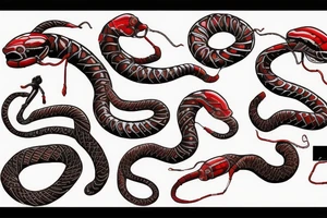 red mechanical snake tattoo idea