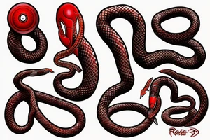 red mechanical snake tattoo idea