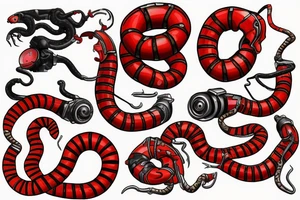 red mechanical snake tattoo idea
