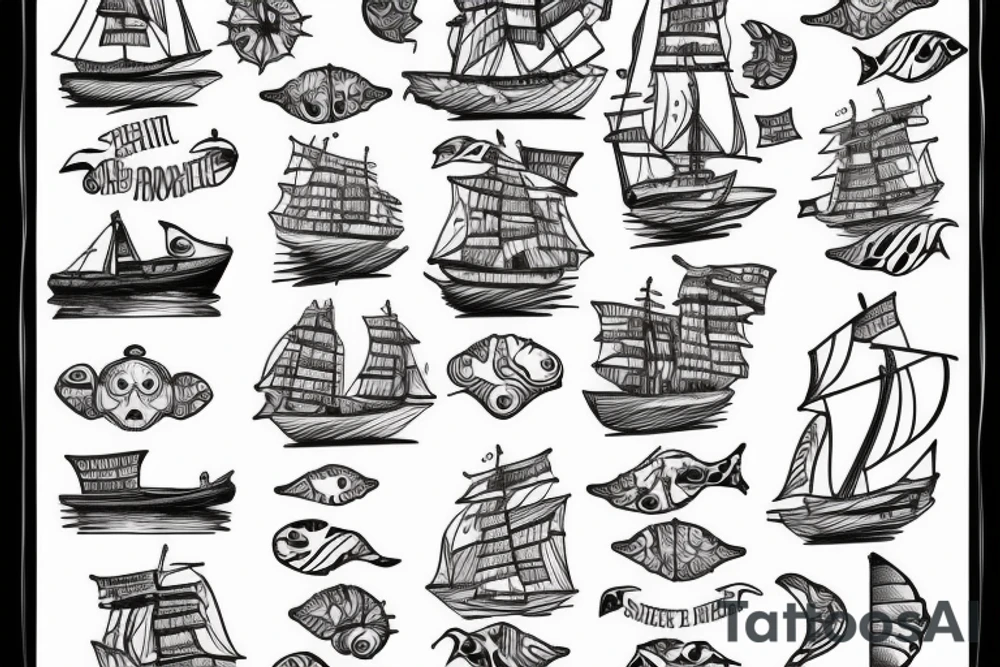 Boat at sea tattoo idea