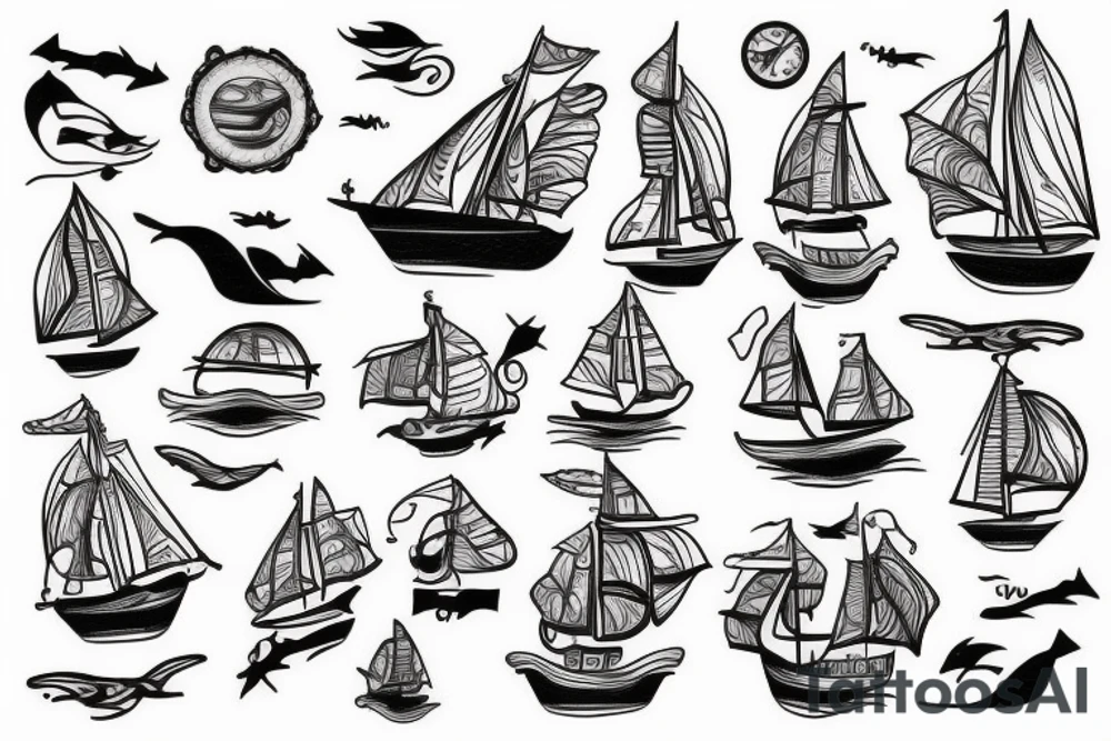 Boat at sea tattoo idea