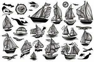 Boat at sea tattoo idea