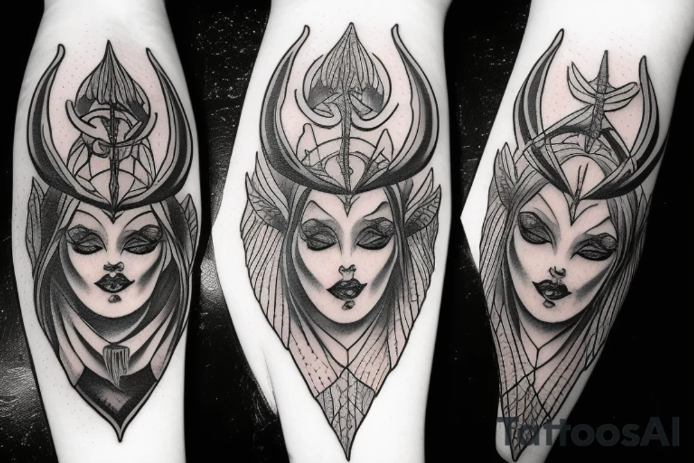 Devil and angel with halo and horns tattoo idea