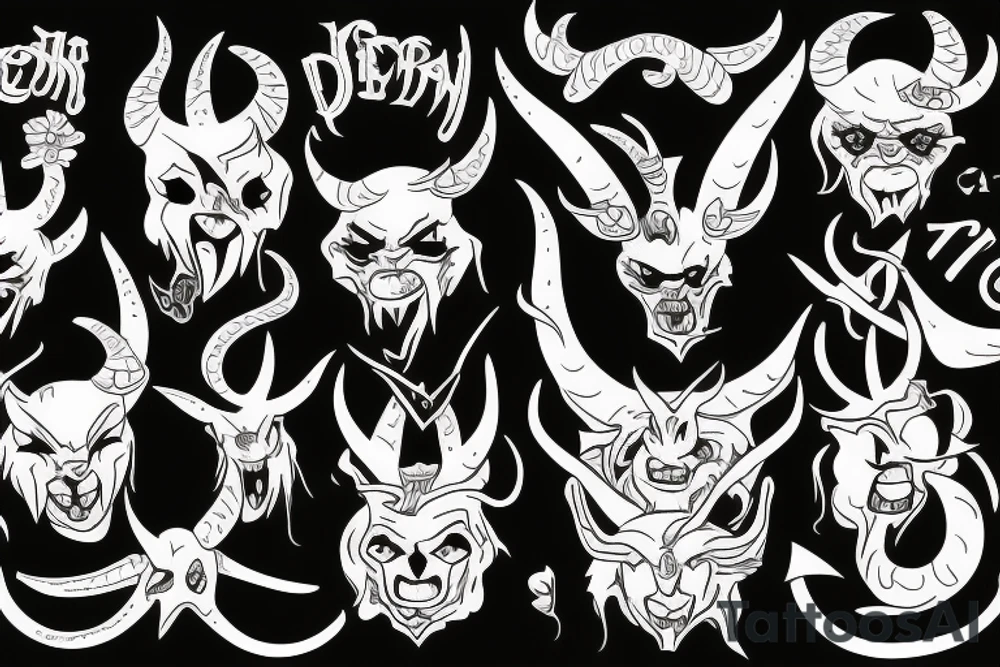 Devil with horns tattoo idea