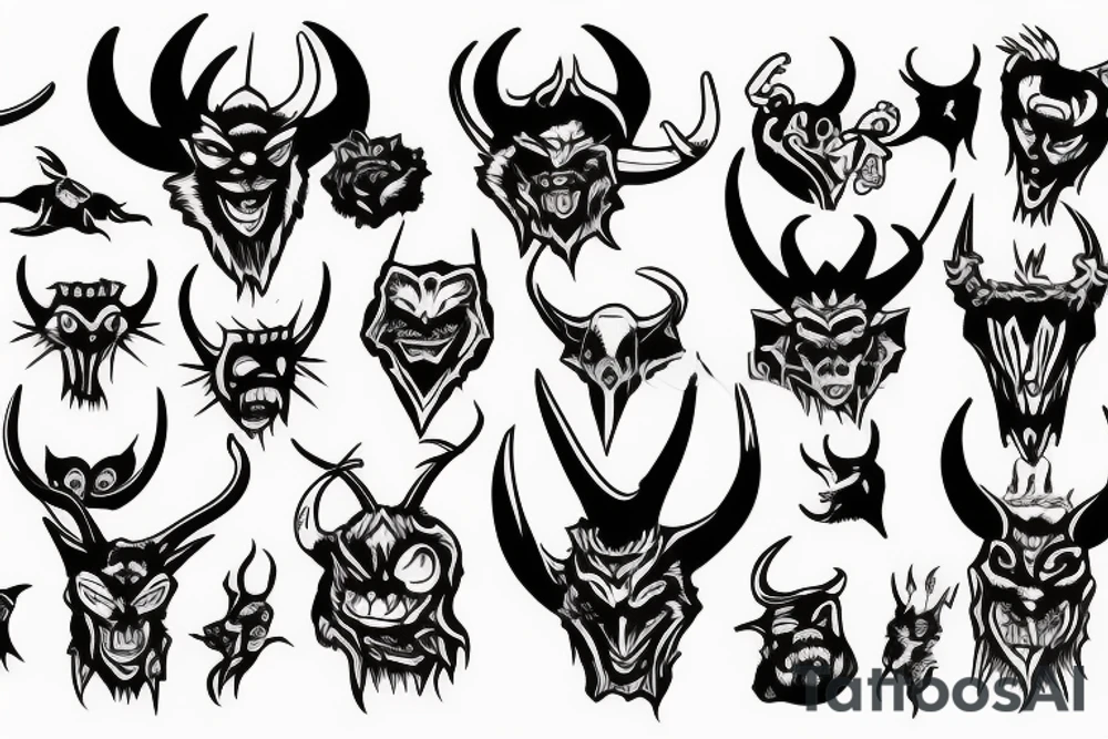 Devil with horns tattoo idea