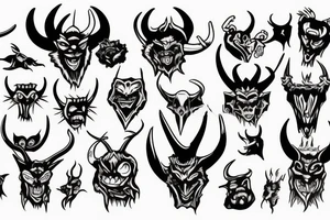 Devil with horns tattoo idea
