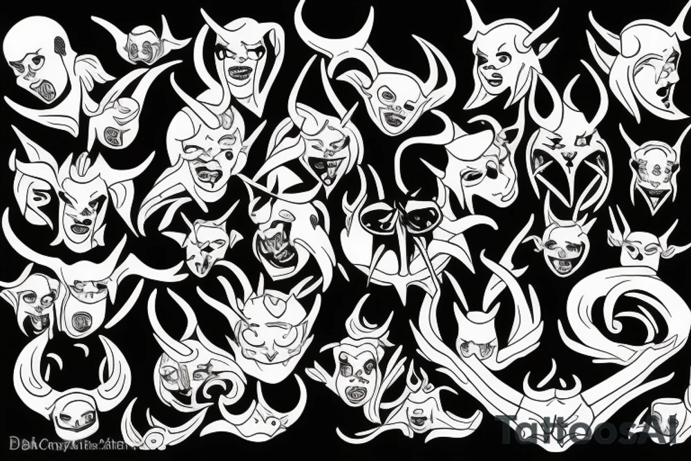 Devil baby with horns tattoo idea