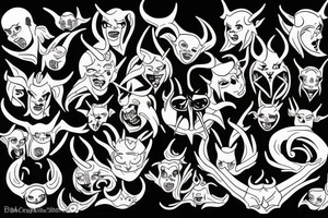 Devil baby with horns tattoo idea