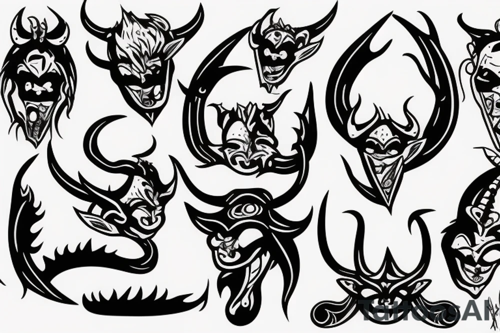 Devil baby with horns tattoo idea