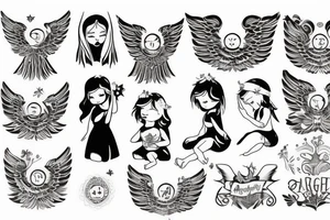 Angel baby with halo and wings tattoo idea