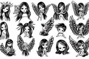 Angel baby with halo and wings tattoo idea