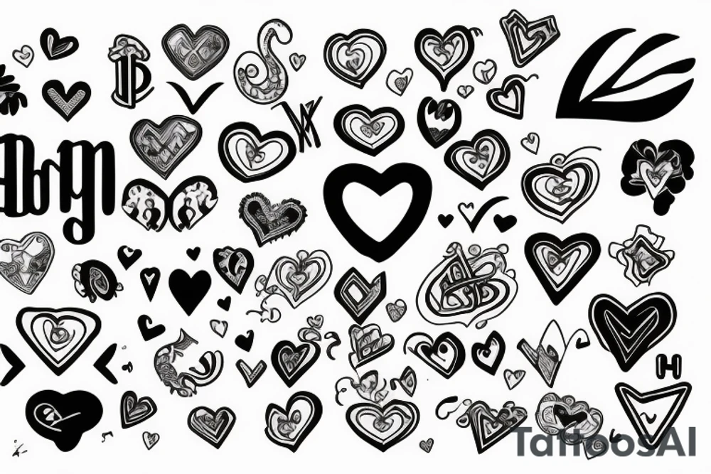 Heart, letters AR in the Middle and another heart tattoo idea