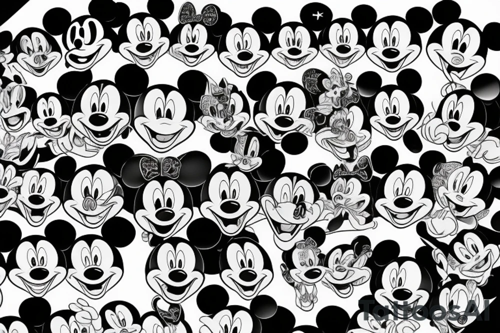 mickey mouse, squash ball and elvis tattoo idea