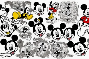 mickey mouse, squash ball and elvis tattoo idea
