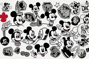elvis and mickey mouse and dice tattoo idea