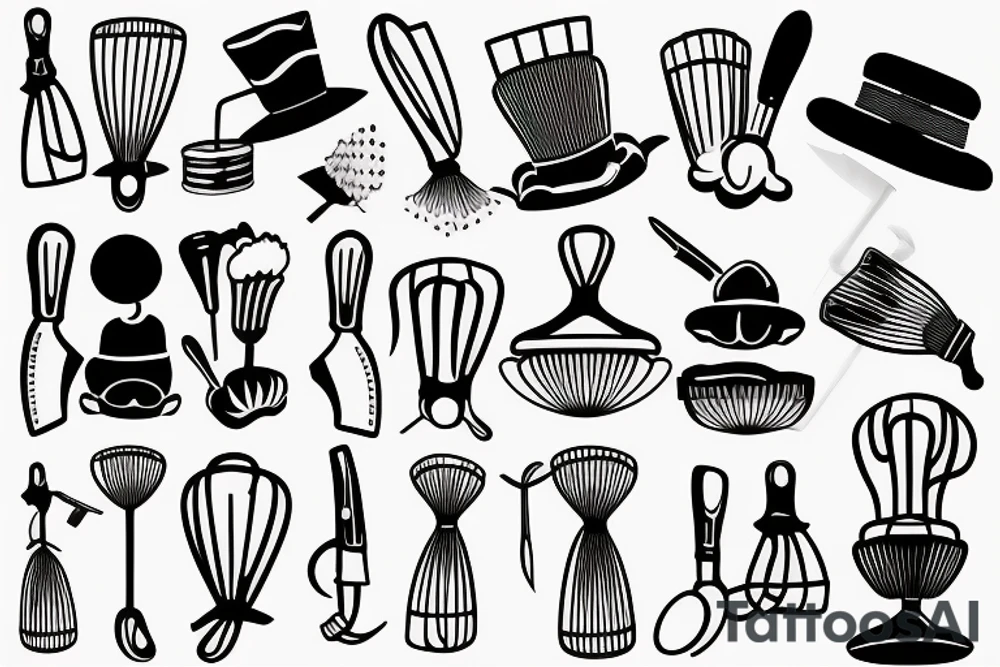 A whisk, knife and chef’s hat tattoo idea