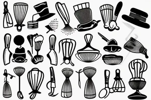 A whisk, knife and chef’s hat tattoo idea