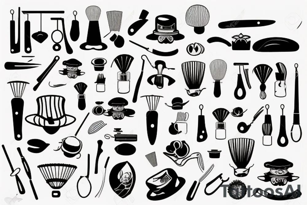 A whisk, knife and chef’s hat tattoo idea