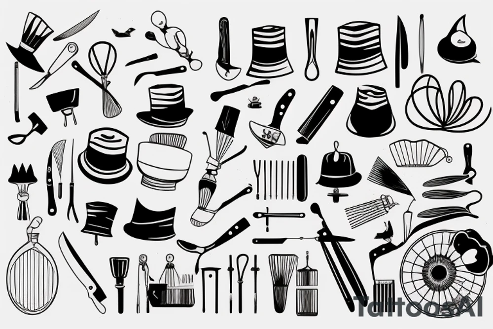 A whisk, knife and chef’s hat tattoo idea