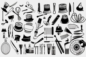 A whisk, knife and chef’s hat tattoo idea