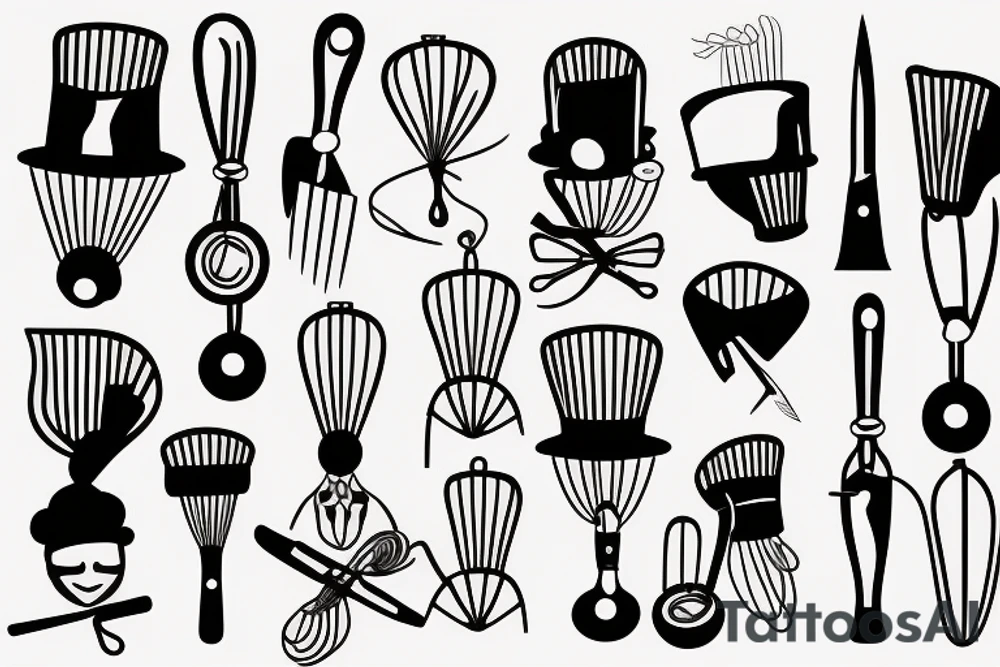 A whisk, knife and chef’s hat tattoo idea